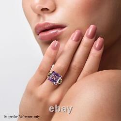 925 Sterling Silver Yellow Gold Plated Amethyst Promise Ring Gift Size 10 Ct