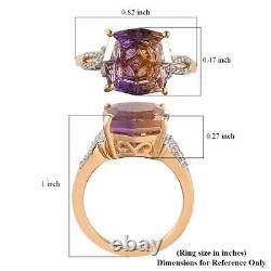 925 Sterling Silver Yellow Gold Plated Ametrine White Diamond Ring Size 9 Ct 5.1