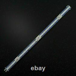 9Ct 14K White Gold Plated Round Cut Simulated Diamond & Sapphire Tennis Bracelet