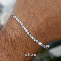 9Ct 3mm Round Cut Real Moissanite Tennis Bracelet 7.5 14K White Gold Plated