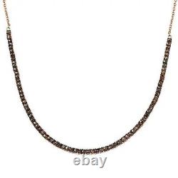 9Ct Round Lab- Created Champagne Diamond Tennis Necklace 14K Rose Gold Plated