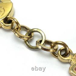 AUTHENTIC LOUIS VUITTON Logo Bag Charm Key Holder Gold/pink Gold Plated