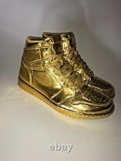 Air Jordan 1 Retro Custom 24k Plated GOLD Extremely Rare One of a Kind