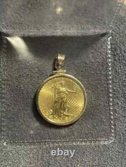 American Eagle Coin Liberty Gold Pendant With Free Chain 14k Yellow Gold Plated