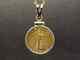 American Eagle Coin Liberty Pendant 18 Free Chain 14k Yellow Gold Plated Silver