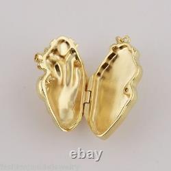Anatomical Heart Locket 14K Gold Plated Sterling Silver Love Real Heart NEW