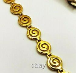 Ancient Greek Spiral Silver 925 Gold Plated Link Adjustable Bracelet in Handmade