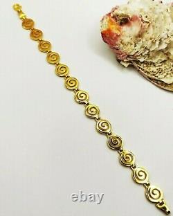 Ancient Greek Spiral Silver 925 Gold Plated Link Adjustable Bracelet in Handmade