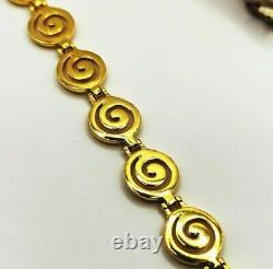 Ancient Greek Spiral Silver 925 Gold Plated Link Adjustable Bracelet in Handmade