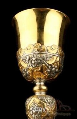 Antique Gold-Plated Metal and Brass Chalice. Probably Spanish, Early 20th C