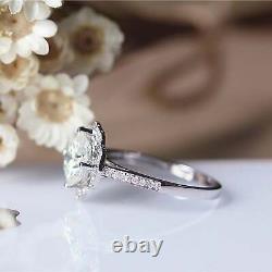 Art Deco Engagement Ring 1.30 Carat Cushion Cut Moissanite 14K White Gold Plated