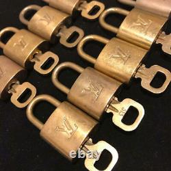 Auth LOUIS VUITTON Gold Cadena Plated Padlocks 10 Piece Set Key Japan FedEx K