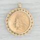 Authentic 1910 Indian Head Coin Pendant 14k Yellow Gold Plated Without Stone