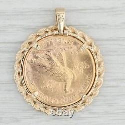 Authentic 1910 Indian Head Coin Pendant 14k Yellow Gold Plated Without Stone