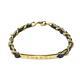 Authentic Chanel Cc Bracelet Gold Plated Metal Leather Black Used Vintage Coco