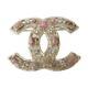 Authentic Chanel Coco Mark Brooch 06a Gold Plating Gold White Pink Used Cc