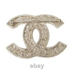 Authentic CHANEL Coco Mark Brooch 06A Gold plating Gold White Pink Used CC