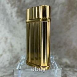 Authentic Cartier Gas Lighter 18K Gold Plated Finish Godron with Case & Papers