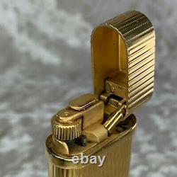 Authentic Cartier Gas Lighter 18K Gold Plated Finish Godron with Case & Papers