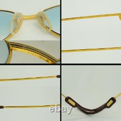 Authentic Cartier S Saphir Louis 55 18 135 Gold Plated Cabochon GP Eyeglasses 4
