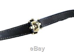 Authentic GUCCI Vintage 1800L Black Leather Gold Metal Quartz Dress Wrist Watch