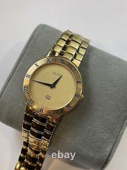 Authentic Gucci 3300M 18K Gold Plated Mens Swiss Dress Watch