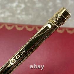 Authentic Santos de Cartier Ballpoint Pen 18K Gold Plated Godron with Case (NEW)