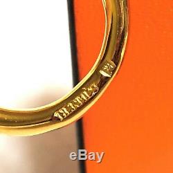 Authentic Very Beautiful HERMES Scarf Ring Hook Gold Plated with Box