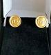 Authentic Vintage Chanel Button Earrings Gold Plated Metal