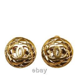 Authenticated Chanel CC Clip On Earrings Gold Plated Metal Costume