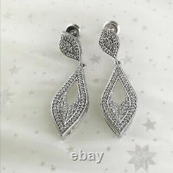 Awesome 2Ct Round Cut Moissanite Drop Dangle Earrings In 14K White Gold Plated