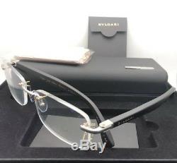 BVLGARI Eyeglasses 1086-T-K 394 Silver Gold Plated Black Rimless Titanium withWood