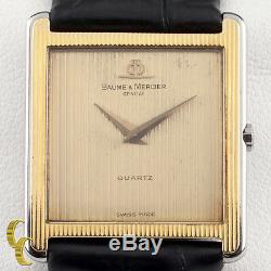 Baume & Mercier Square Gold-Plated Quartz Watch with Leather Band 4749