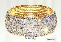 Beautiful 10 Row Gold Diamante Crystal Bangle Diamonte Bracelet