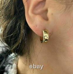 Beautiful Women's Exclusive Huggie Hoops Earrings Solid 14K Yellow Gold Plated