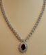 Beauty 32 Ct Oval Lab Created Garnet Tennis Necklace 14kwhite Gold Plated Silver