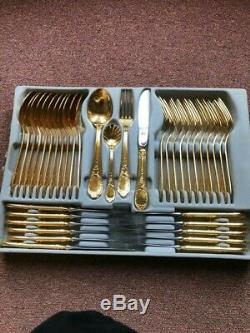 Bestecke solingen 70 piece gold plated cutlery set in metal case