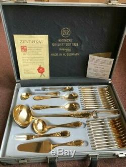 Bestecke solingen 70 piece gold plated cutlery set in metal case