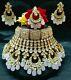 Bollywood Gold Plated Indian Big Kundan Necklace Earrings Jewelry Choker Bridal3