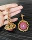 Bollywood Style Indian High Quality Cz Long Earrings Set Matt Gold Plated Ruby