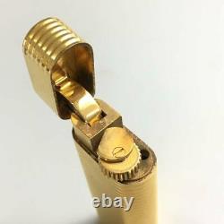 CARTIER Gas Lighter Vintage Gold Plated Stripes without Case Ignition Confirmed