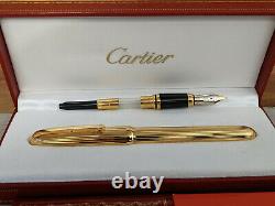 CARTIER Louis Cartier Godron Gold Plated Fountain Pen, NOS