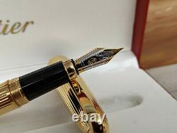 CARTIER Louis Cartier Godron Gold Plated Fountain Pen, NOS