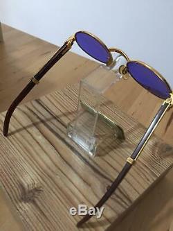CARTIER Vintage Palisander Giverny Bubinga wood Gold plated Sunglasses
