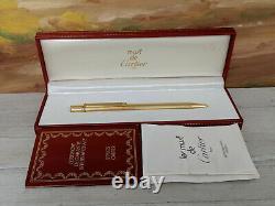CARTIER must de Cartier Godron Gold Plated Ballpoint Pen, NOS