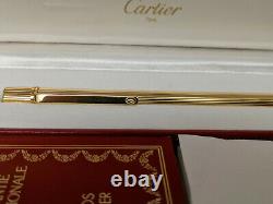 CARTIER must de Cartier Godron Gold Plated Ballpoint Pen, NOS