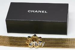 CHANEL 1996 Maison Gripoix Camellia Glass Byzantine Style Gold Plated Metal Belt