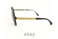 CHANEL Bijou Black & Gold-Plated Metal CC Logo, Polarized Sunglasses (an)