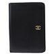 Chanel Cc Logo Bifold Wallet Purse Leather Black Gold Plated France 09bt593