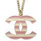 Chanel Coco Mark Border Necklace Gold Plated Pink Off White A13c 40800071679